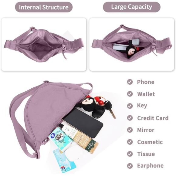 Small Nylon Crescent Crossbody Bag Violet - Picture 4 of 6